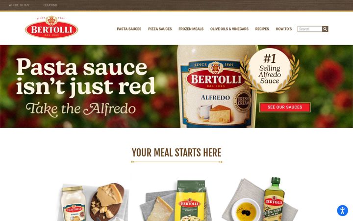 Screenshot of bertolli.com