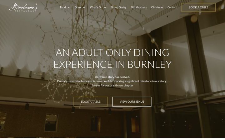 Screenshot of bertramsrestaurant.com