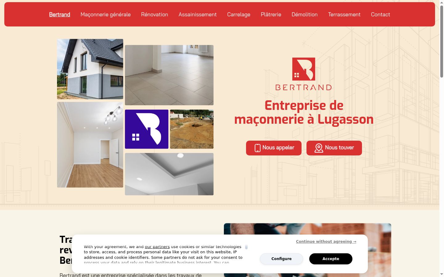 Capture d'écran de la bannière de consentement affichée avant toute interaction