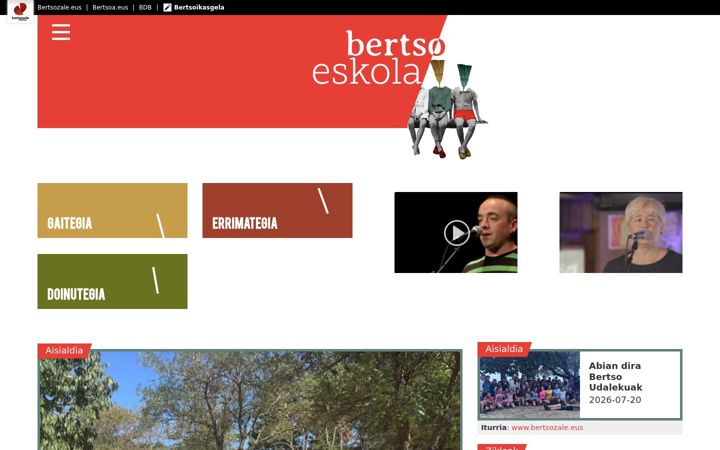 Screenshot of bertsoeskola.eus