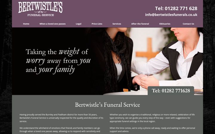 Screenshot van bertwistlesfunerals.co.uk