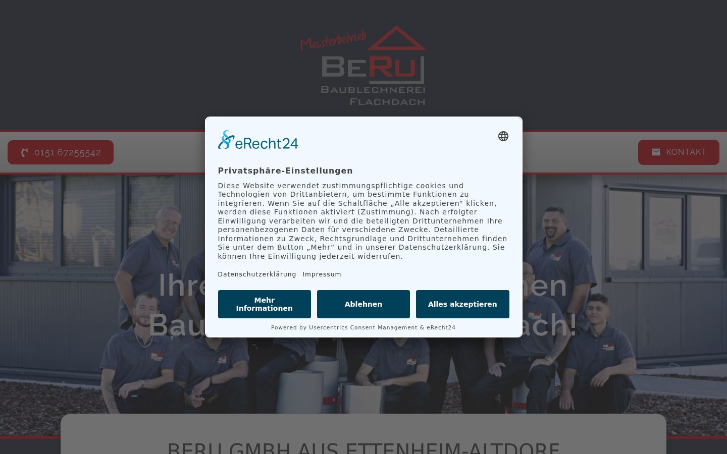 Screenshot des Einwilligungsbanners vor jeglicher Interaktion