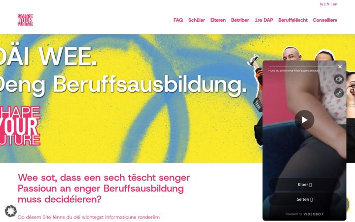 Screenshot of beruffsausbildung.lu