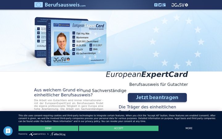 Screenshot of berufsausweis.com