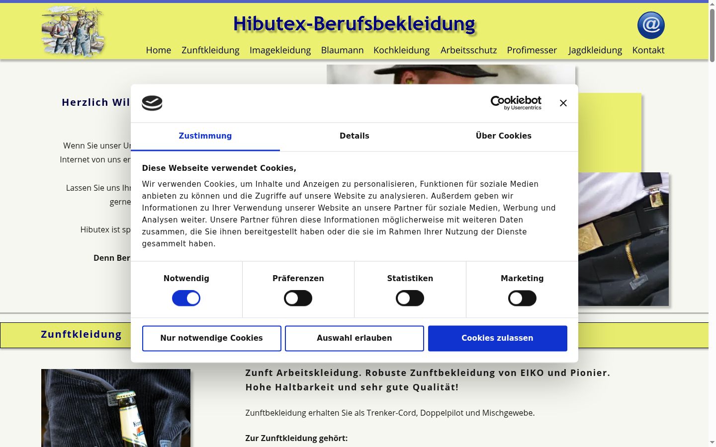 Screenshot del banner di consenso mostrato prima di qualsiasi interazione