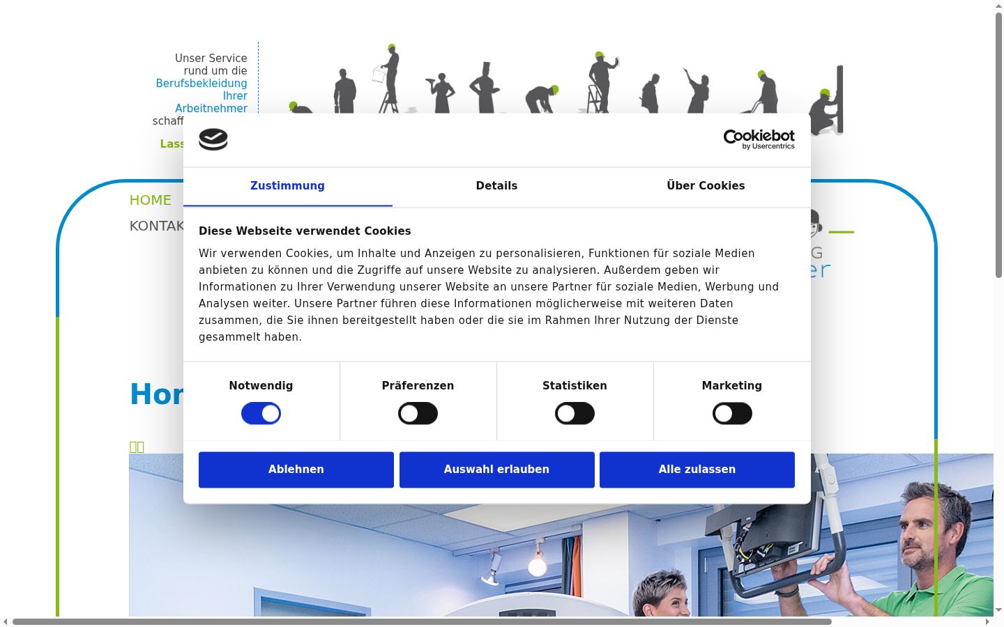Screenshot des Einwilligungsbanners vor jeglicher Interaktion
