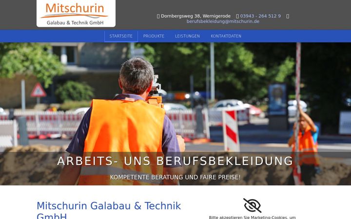 Screenshot of berufsbekleidung-wernigerode.de