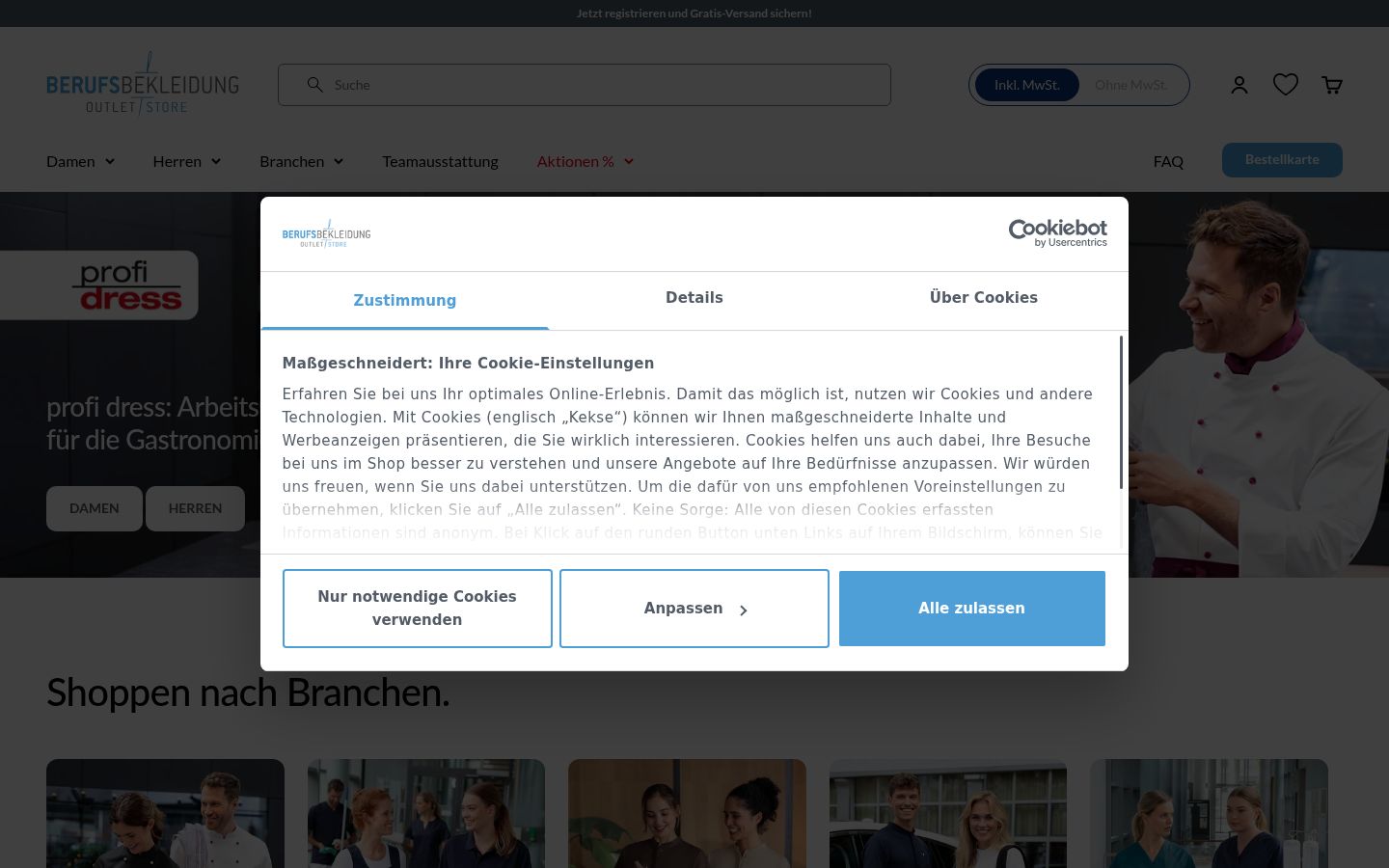 Skärmbild av samtyckesbannern som visades före någon interaktion