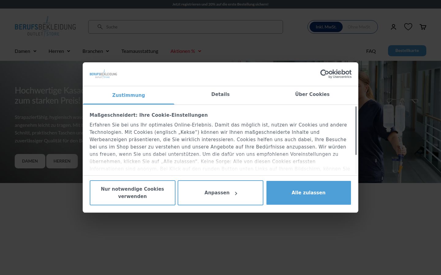 Screenshot van de toestemmingsbanner zoals getoond vóór enige interactie