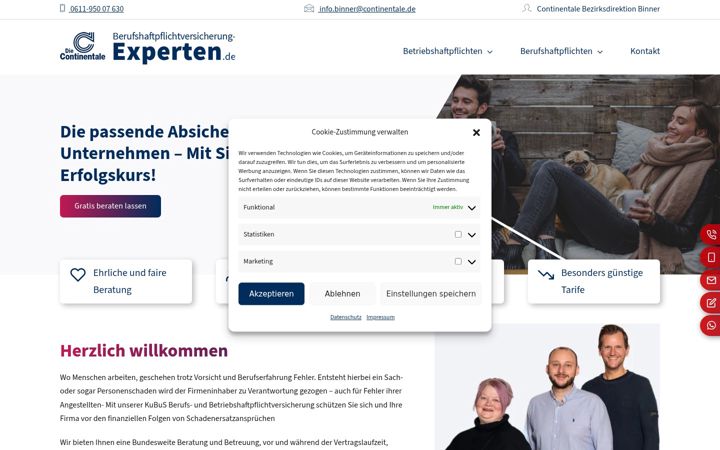 Screenshot of berufshaftpflichtversicherung-experten.de