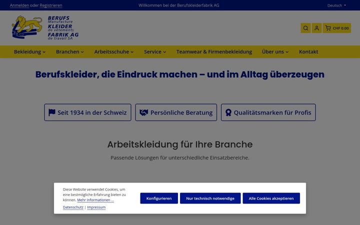 Screenshot of berufskleider.ch