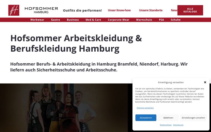 Screenshot of berufskleidung-hofsommer.de