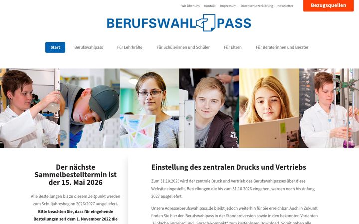 Skærmbillede af berufswahlpass.de