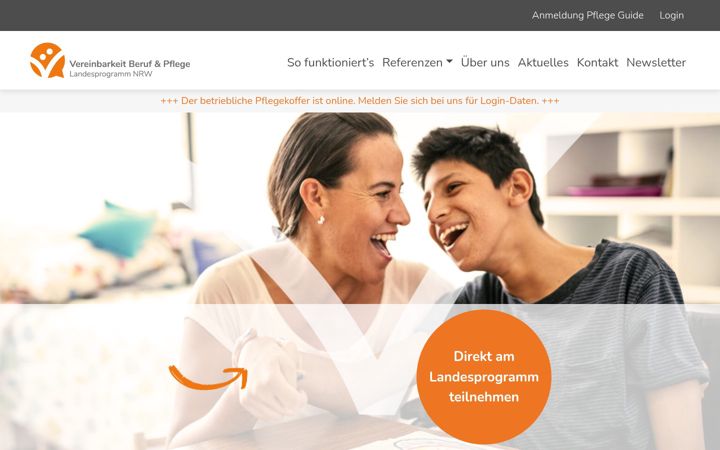 Screenshot of berufundpflege-nrw.de