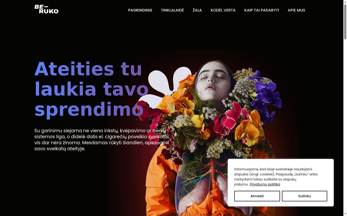 Screenshot del banner di consenso mostrato prima di qualsiasi interazione