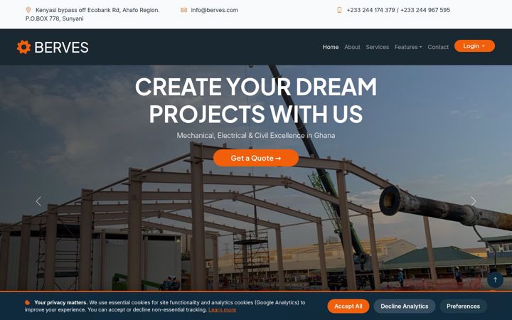 Screenshot of bervesengineeringlimited.com