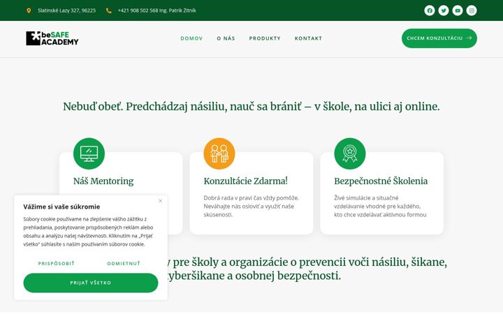 Ekraanipilt saidist besafeacademy.sk