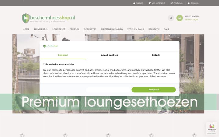 Screenshot of beschermhoesshop.nl