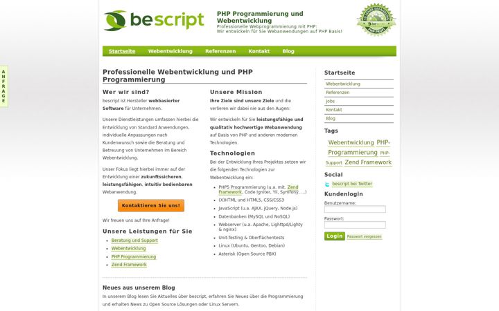 Screenshot of bescript.de