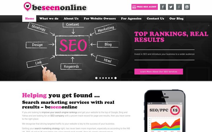 Screenshot of beseenonline.co.uk