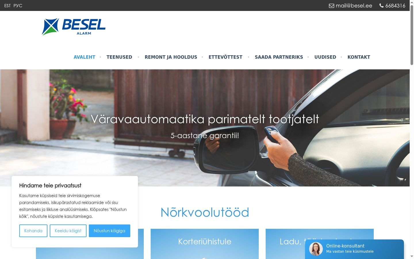 Ekrānuzņēmums ar piekrišanas baneri, kas tika rādīts pirms jebkādas mijiedarbības