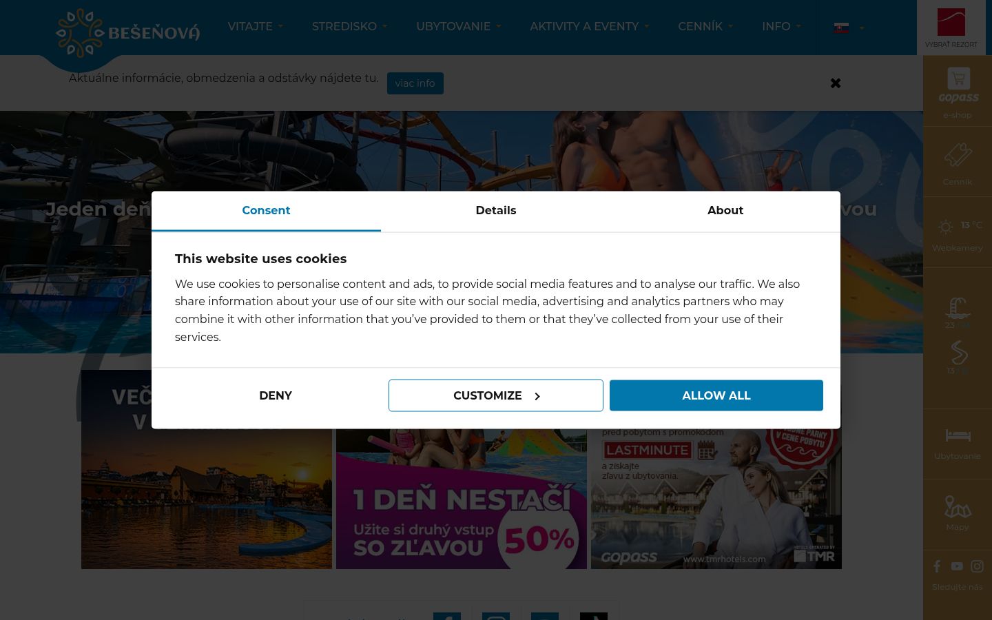Screenshot of the consent banner shown before any interaction