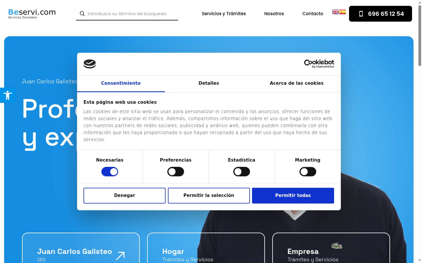 Screenshot of the consent banner shown before any interaction