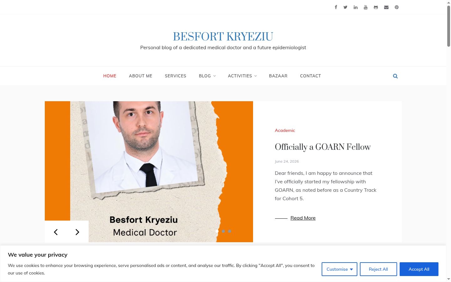 Screenshot of the consent banner shown before any interaction
