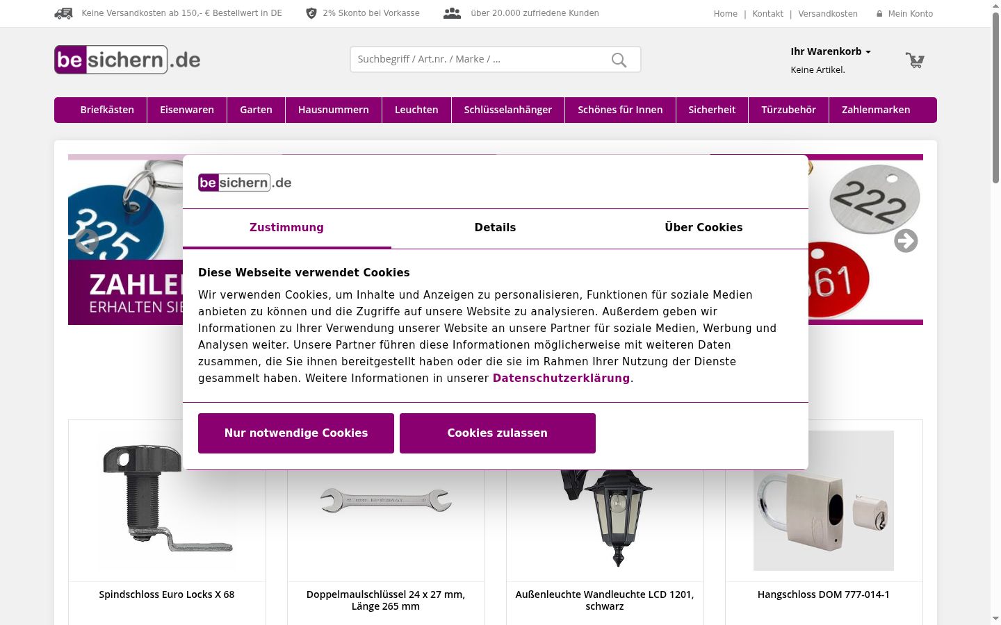 Skærmbillede af samtykkebanneret, som det blev vist før nogen interaktion