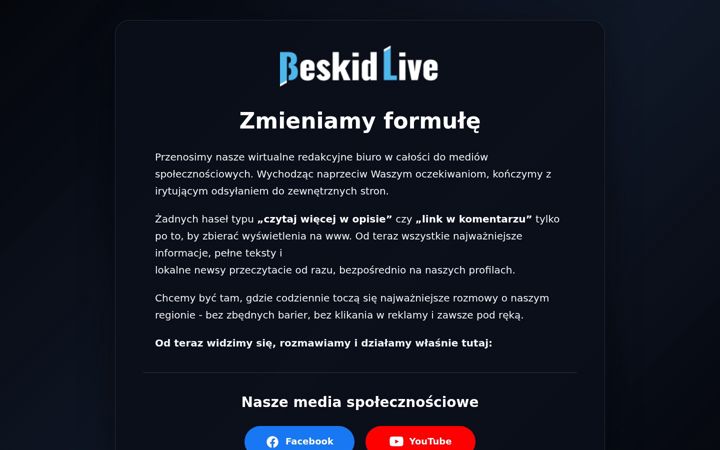 Ekrano kopija beskidlive.pl
