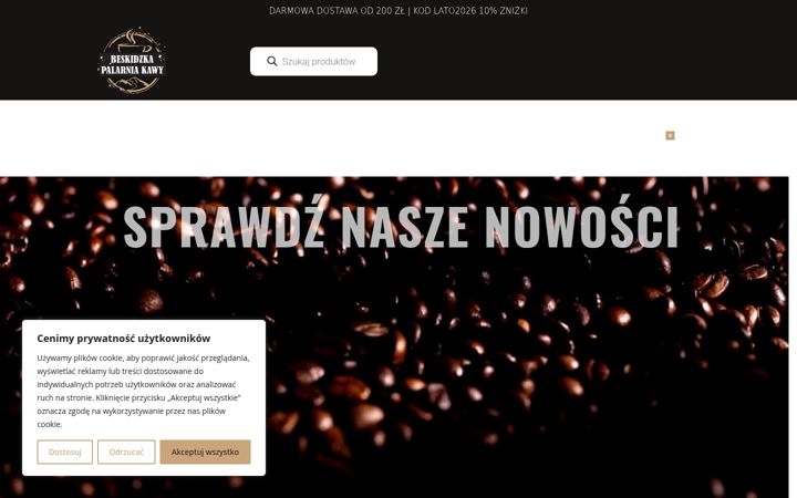 Screenshot of beskidzkapalarniakawy.pl