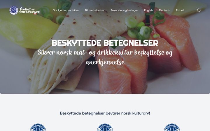 Screenshot di beskyttedebetegnelser.no
