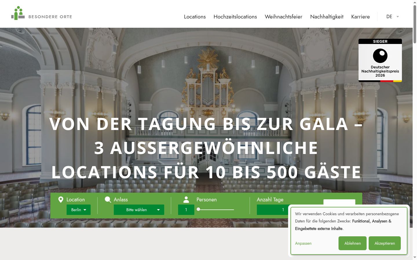 Screenshot of the consent banner shown before any interaction
