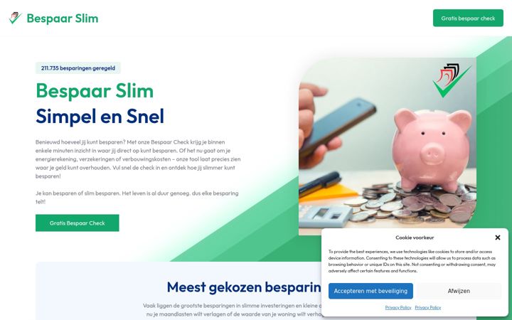 Screenshot of bespaar-slim.nl