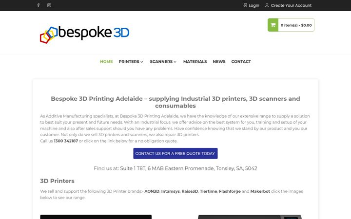 Screenshot ta' bespoke3d.com.au