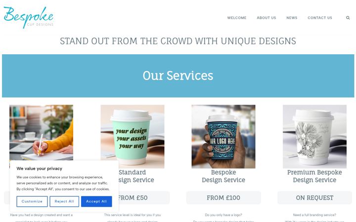 Screenshot of bespokecupdesigns.co.uk