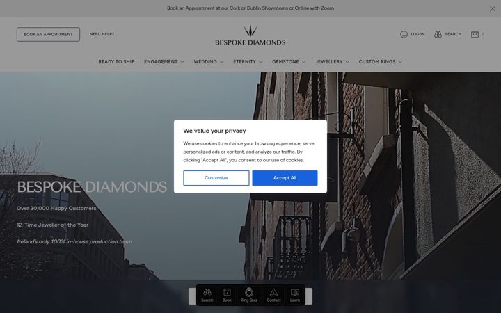 Screenshot of bespokediamonds.ie