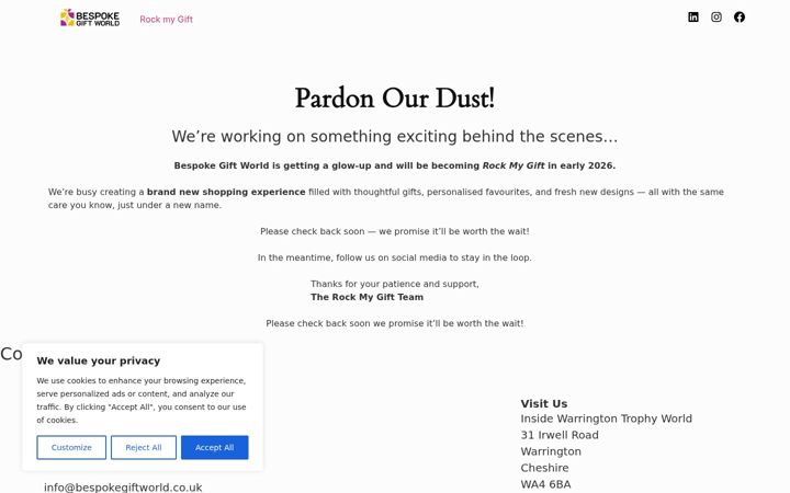 Screenshot of bespokegiftsuk.co.uk