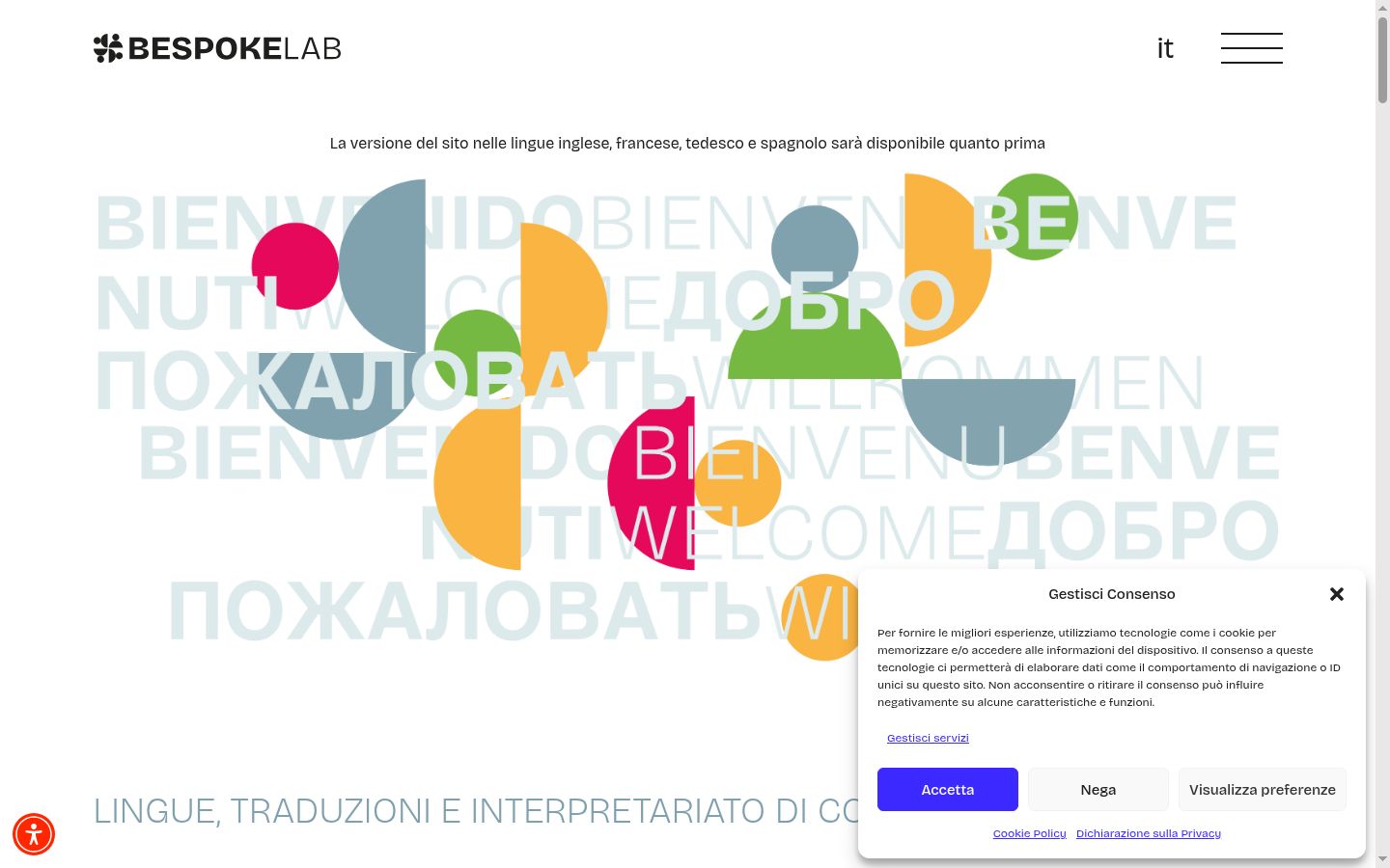 Screenshot del banner di consenso mostrato prima di qualsiasi interazione