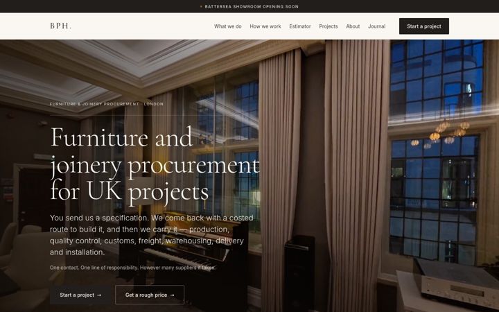 Screenshot ta' bespokephouse.co.uk