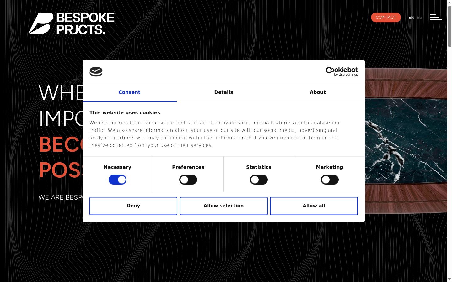 Screenshot of the consent banner shown before any interaction