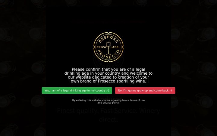 Screenshot of bespokeprosecco.com