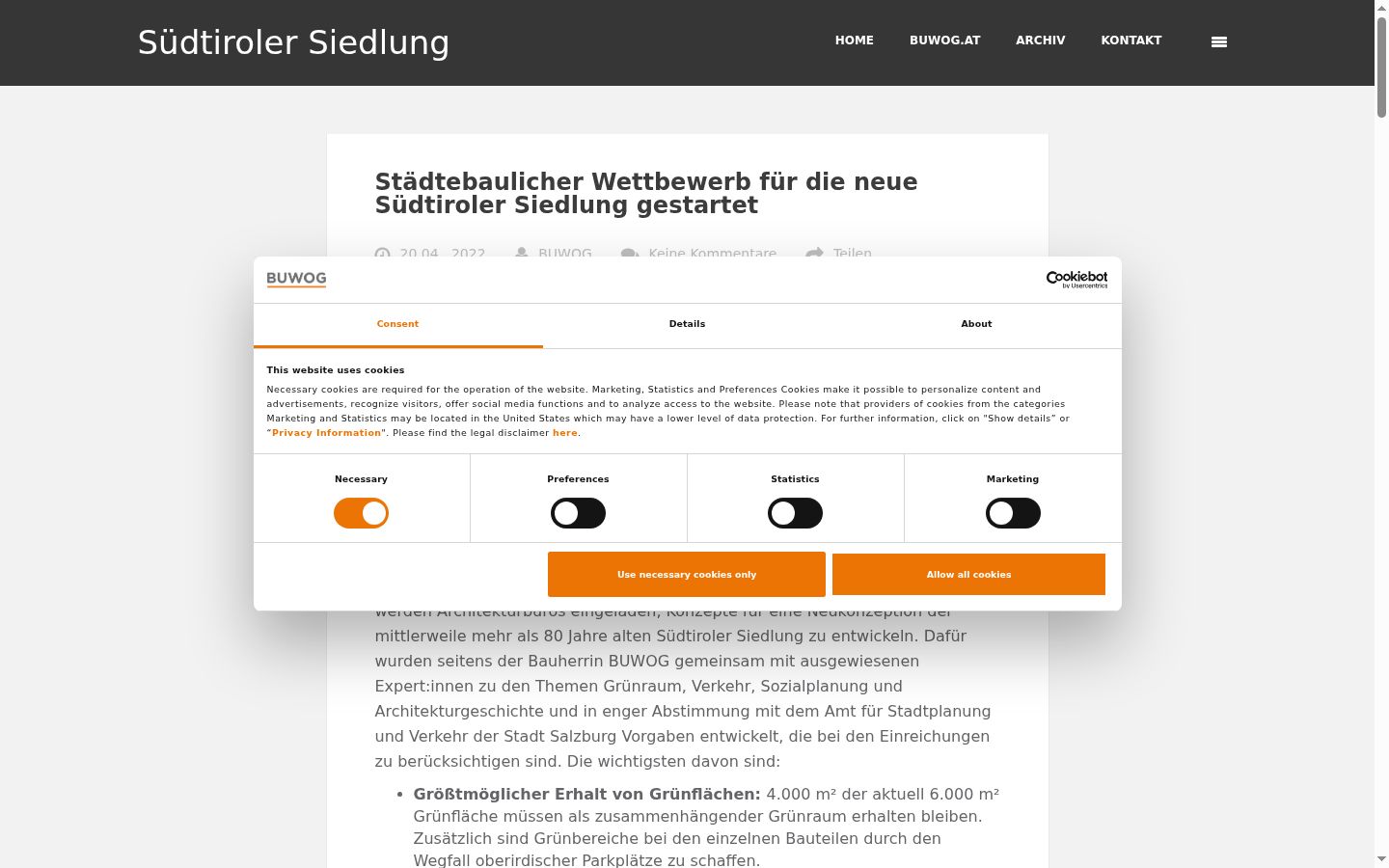 Screenshot van de toestemmingsbanner zoals getoond vóór enige interactie