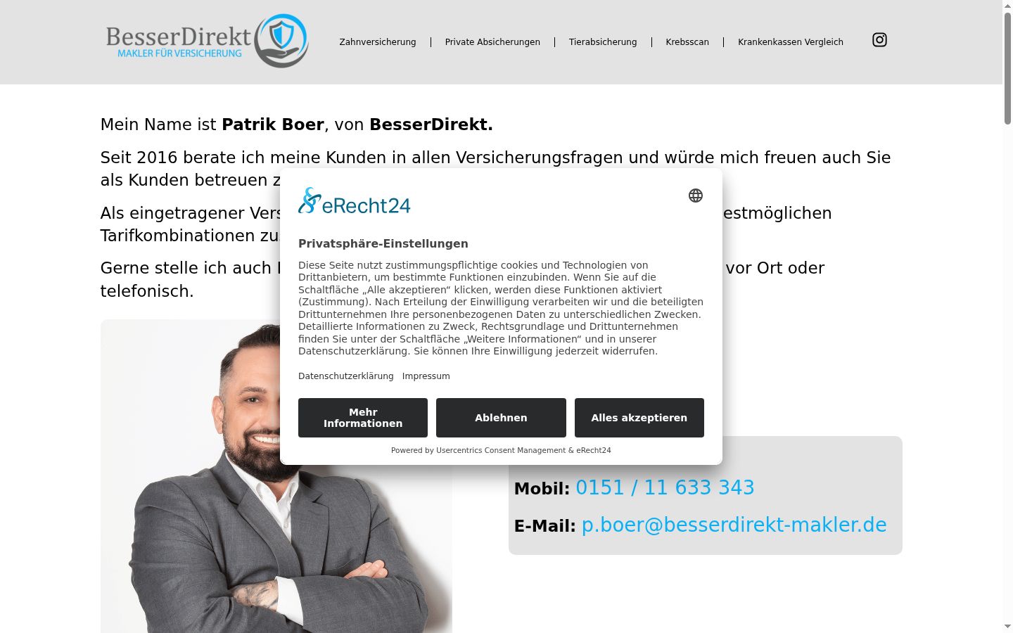 Screenshot of the consent banner shown before any interaction