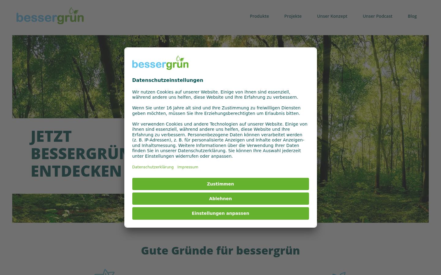 Screenshot van de toestemmingsbanner zoals getoond vóór enige interactie
