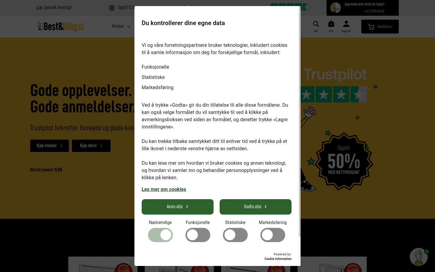 Screenshot del banner di consenso mostrato prima di qualsiasi interazione