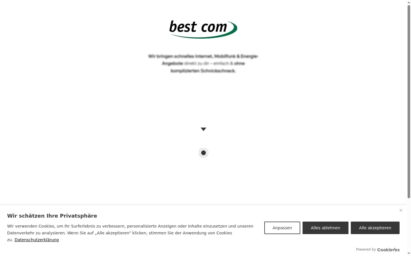 Screenshot van de toestemmingsbanner zoals getoond vóór enige interactie