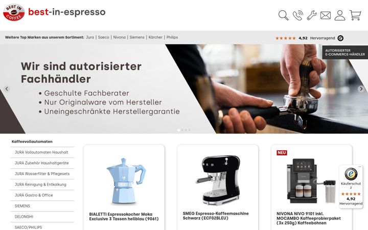 Screenshot of best-in-espresso.de