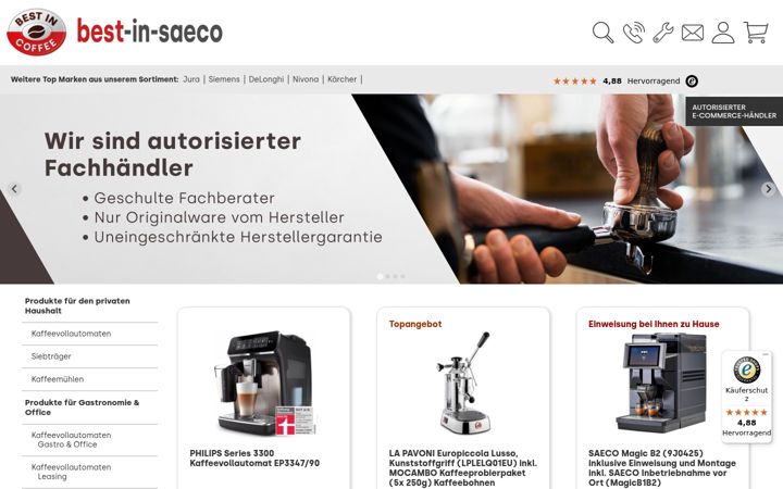 Screenshot van best-in-saeco.de