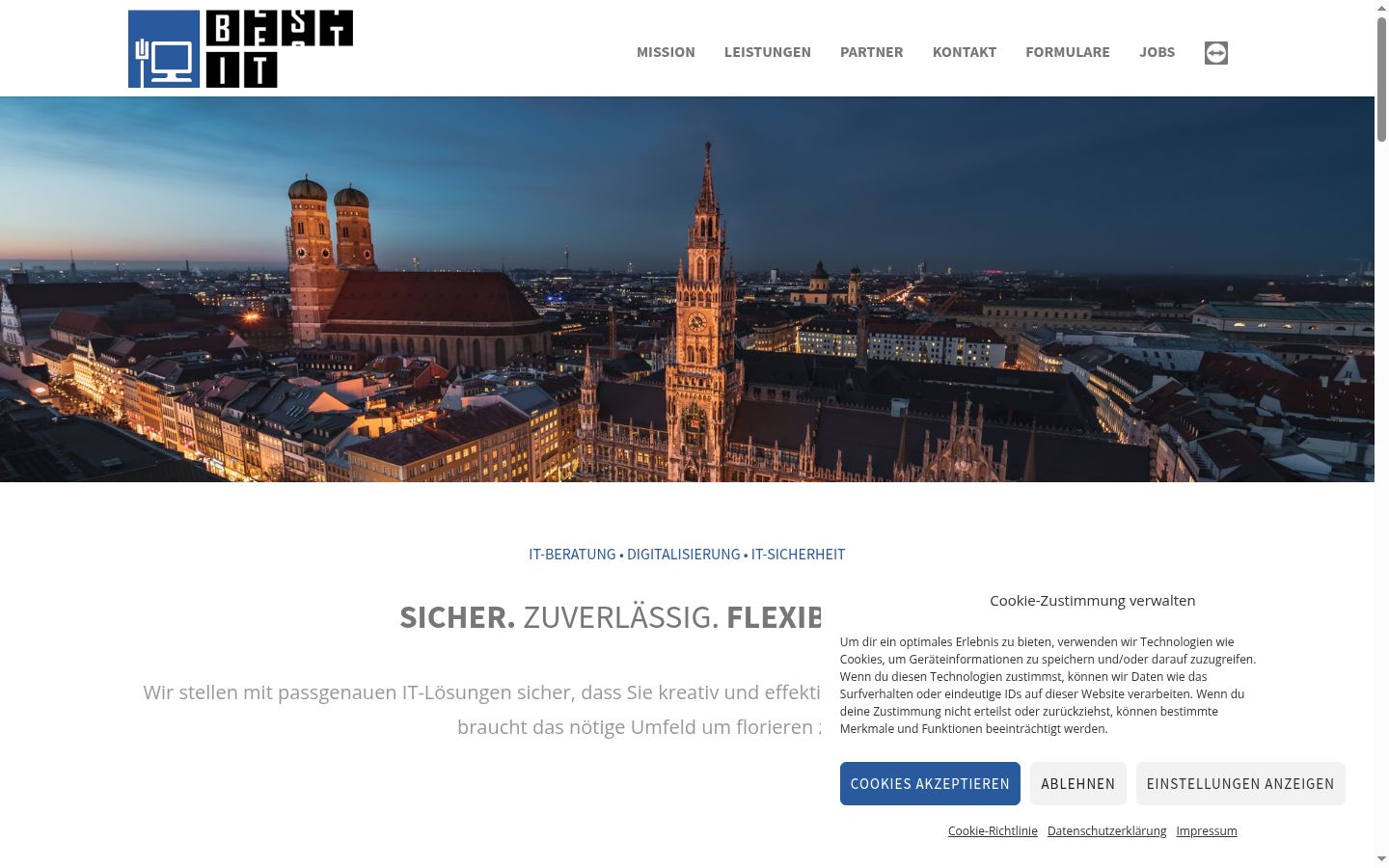 Screenshot del banner di consenso mostrato prima di qualsiasi interazione